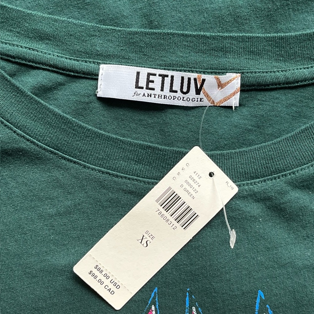 Letluv Def Leppard 1987 Graphic Tee Anthropologie Green Women's XS Made in USA - Picture 10 of 10